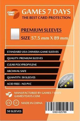 Протекторы для карт Games7Days 57,5x89 мм Premium 50 шт